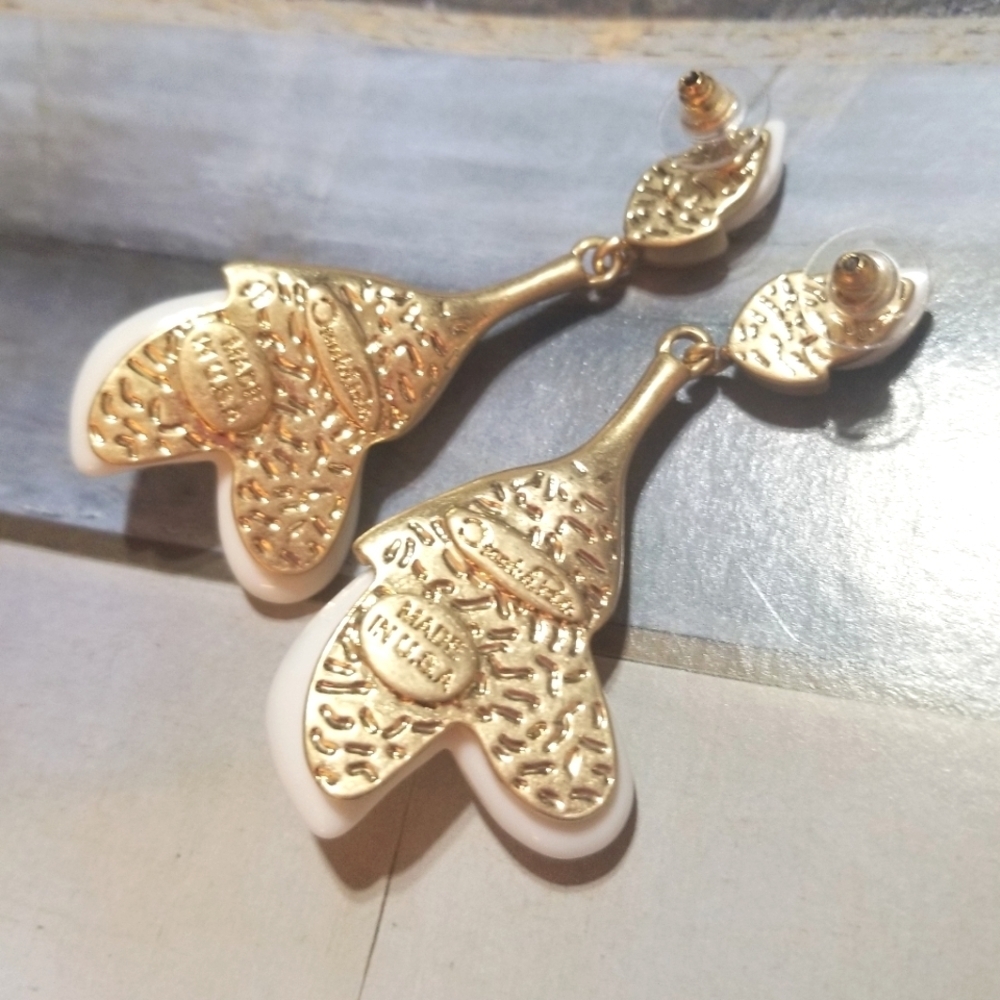 NEW Oscar De La Renta Crystal Flower  Drop Earrings 3" LONG With Dust Bag - Picture 4 of 8